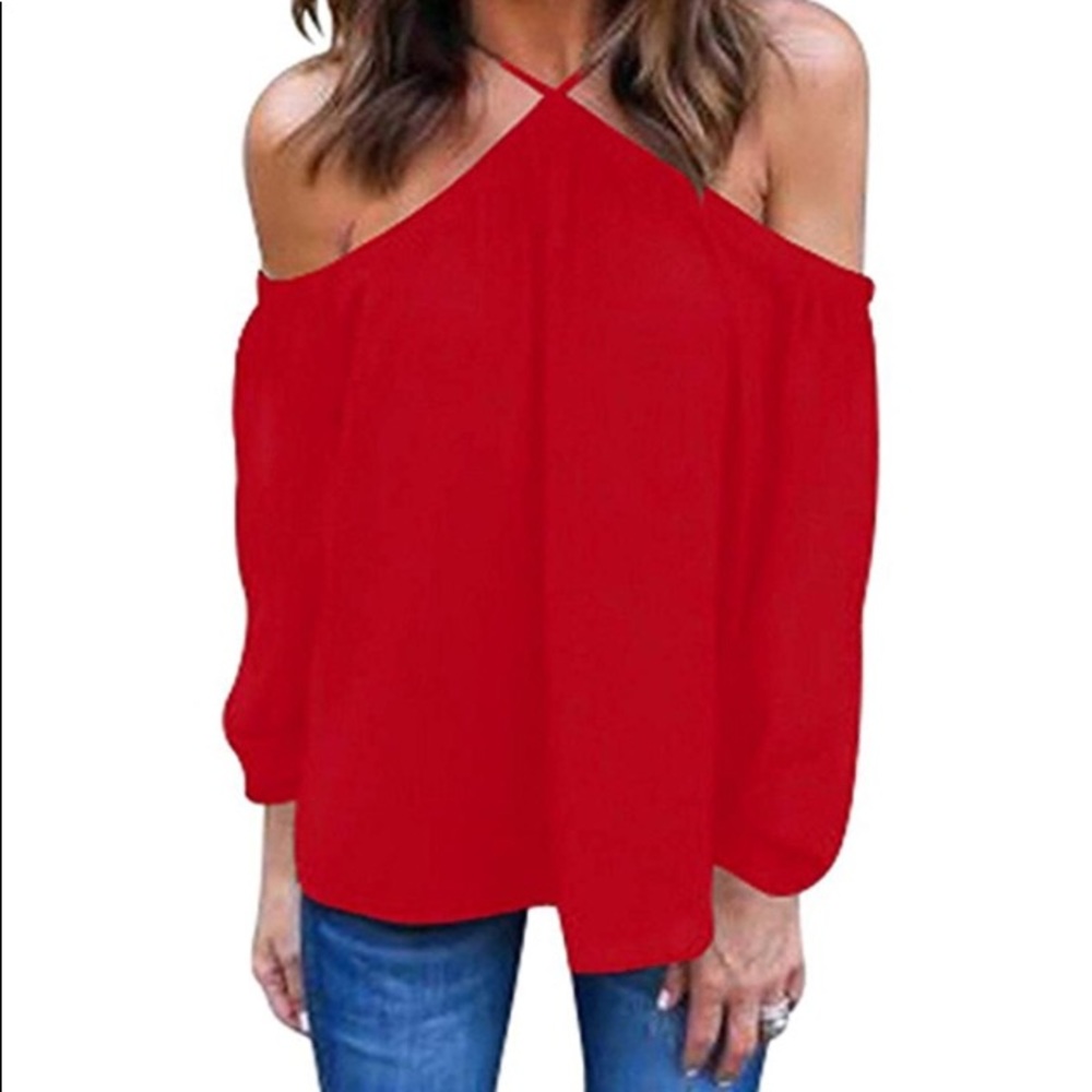 Vemvan Womens Cold-Shoulder Top